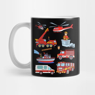 Firefighter Vehicles Firetruck Boat Ambulance Fireman Mug